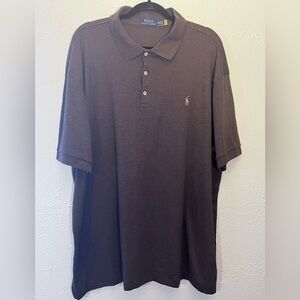 Polo Ralph Lauren Polo Shirt Chocolate Brown Short Sleeve Soft Flesh Pony